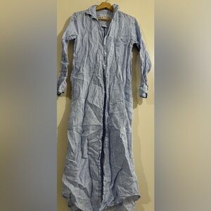 Frank & Eileen Light Blue and White Striped Long Shirt Dress